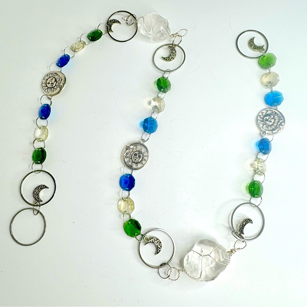 Handmade One of a Kind Crystal Gemstone Wall Hanging Crystal Quartz